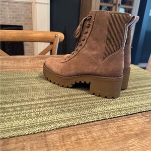 Vince Camuto Tan Suede Moto Booties